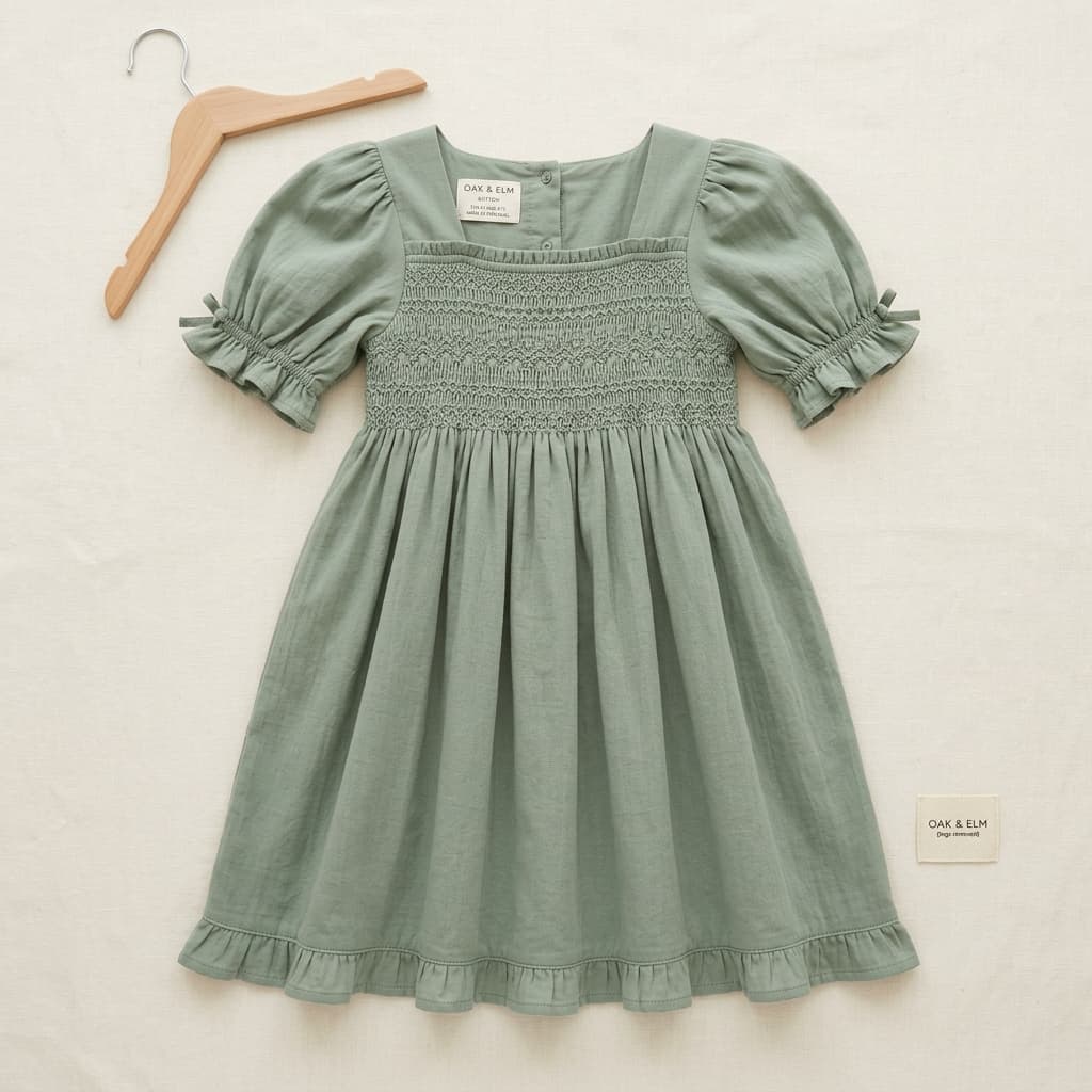 Sage Green Smocked Dress